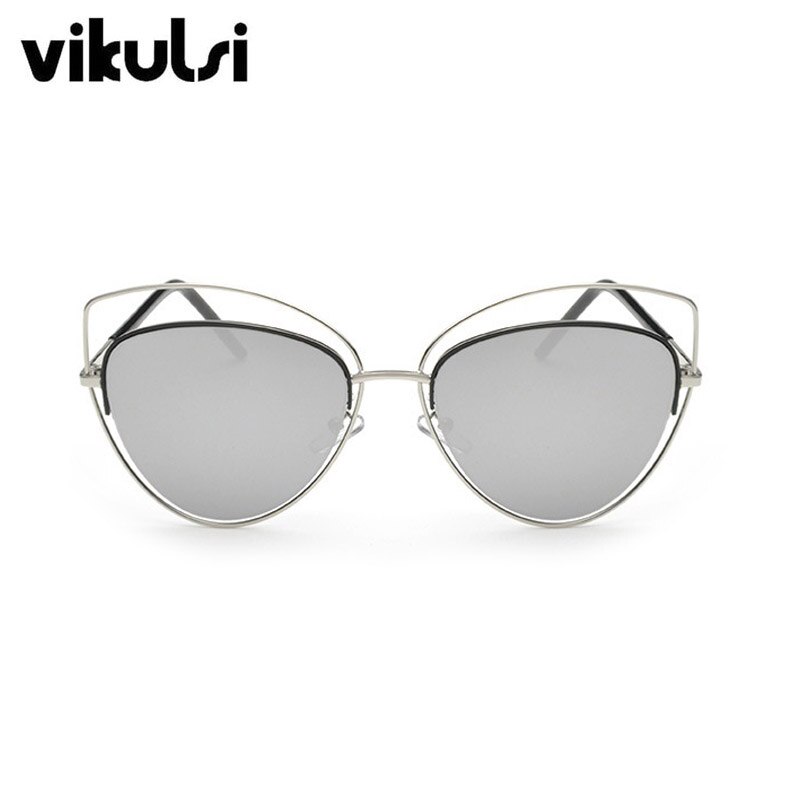gafas de sol de espejo rosa de gran tamaño ojo de gato Vintage mujeres gafas de sol de mujer gafas de sol de señora al por mayor: A886 silver silver