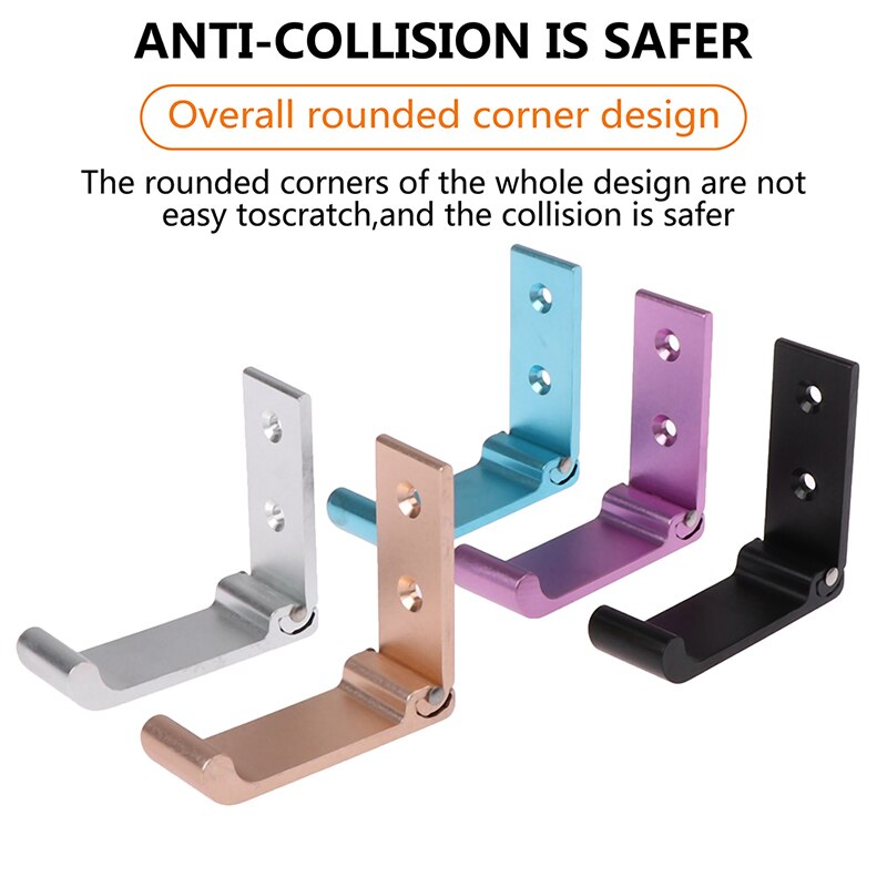 1pc universell 5 farger hodetelefonholder vegghenger krok aluminiumslegering sammenleggbar hodetelefon stativ holder vegg stativ krok