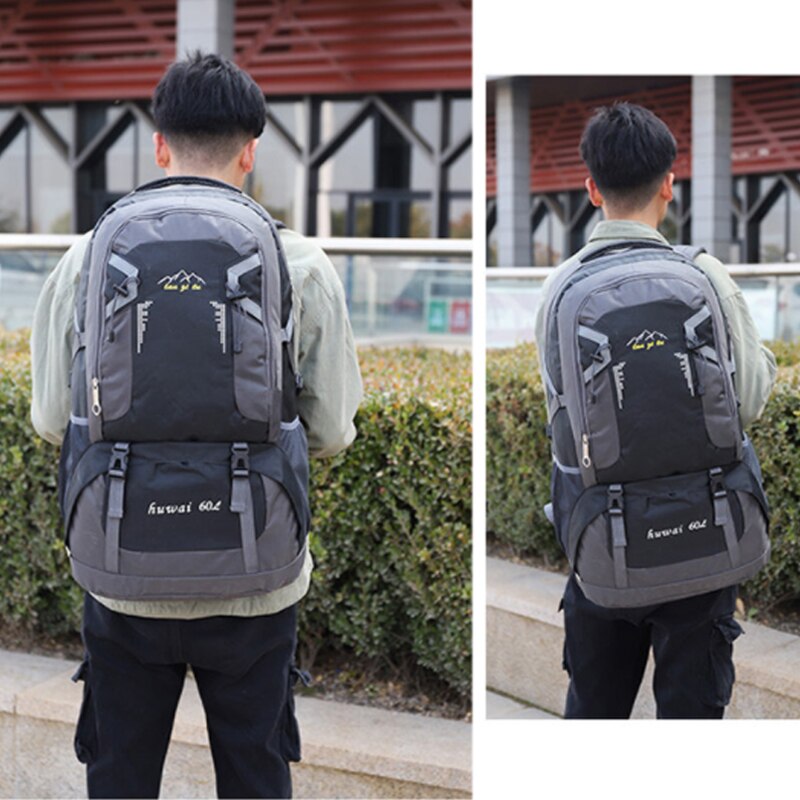 60L Waterproof Outdoor Trekking Climbing Backpack Unisex Camping Travel Nylon Bag Hiking Rucksack Fishing Cycling Backpack
