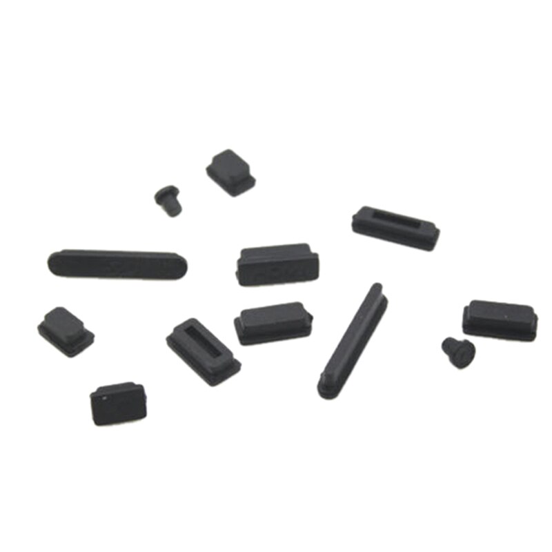 12PCS In Gomma Anti-Spinotti E Jack Antipolvere Copertura Antipolvere Fermacorda E Ganci Molle Variopinta Del Silicone Spinotti E Jack Antipolvere Per Macbook Air 13 "11" retina Porte Del Computer Portatile: black