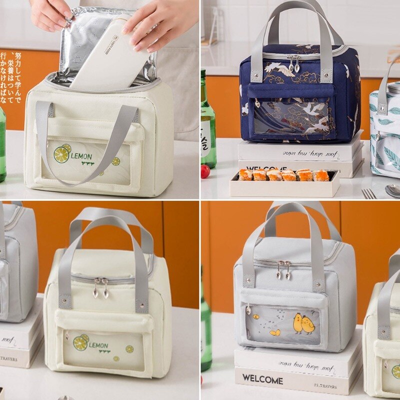 Portable Lunch Bag Thermal Insulated Lunch Box Tote Cooler Bento Pouch Dinner Container Children&#39;s Meal Pack Food Storage Bags