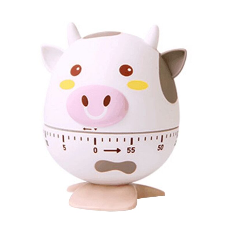 Cute Cartoon Cow Kitchen Timer 60 Minutes Mechanical Cooking Timer Clock Alarm Counter Reminder for Reading Do Sports
