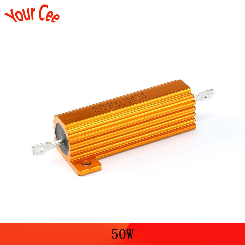 RX24 50W Metal Shell Aluminium Gold Resistor 1K 500R 300R 200R 150R 100R 50R 30R 20R 15R 10R 8R 6R 4R 2.5R 1.5R 1R 0.5R 0.1R