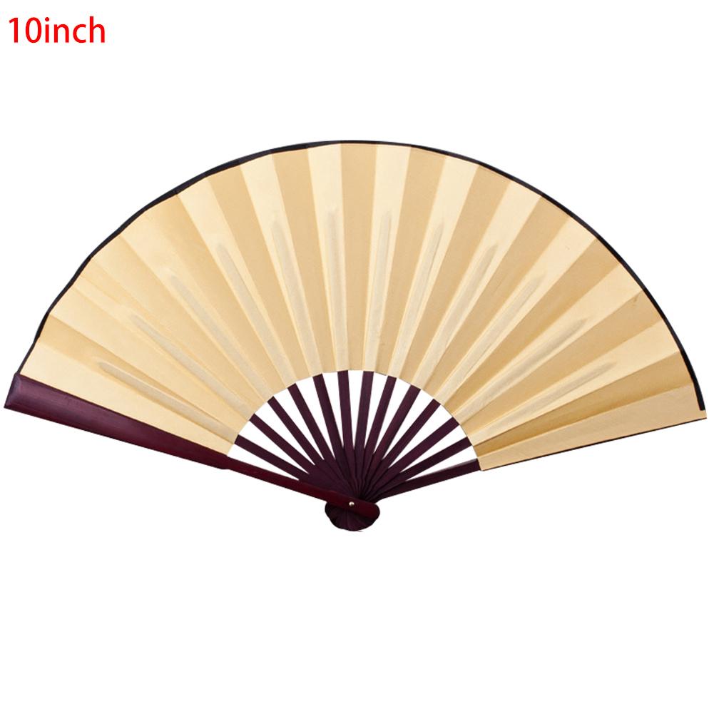 Abanicos plegables de tela de seda de 8 /10 pulgadas para fiestas de baile y bodas, ventilador de mano plegable de seda de plástico, de seguidor de mano de Color sólido para verano: Yellow / 8 inch