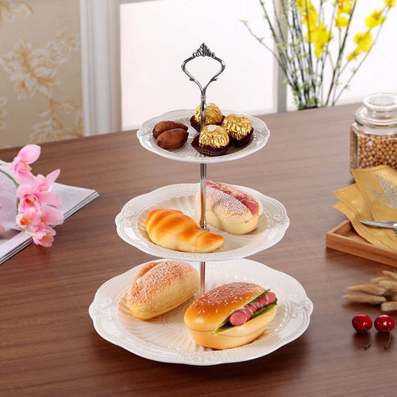 Soporte de platos para pasteles, bandeja para Cupcake, accesorios con asa de 3 niveles, herramientas para pastel