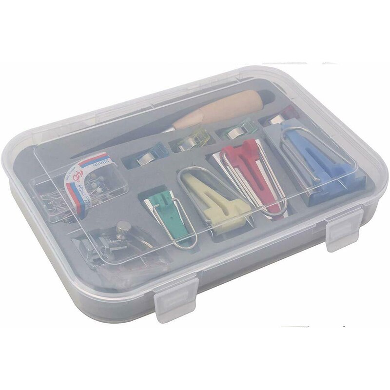 Fabric Bias Binding Tape Maker Kit Binder Foot Wooden Awl Clips Pins Household DIY Sewing Quilting Tool Set