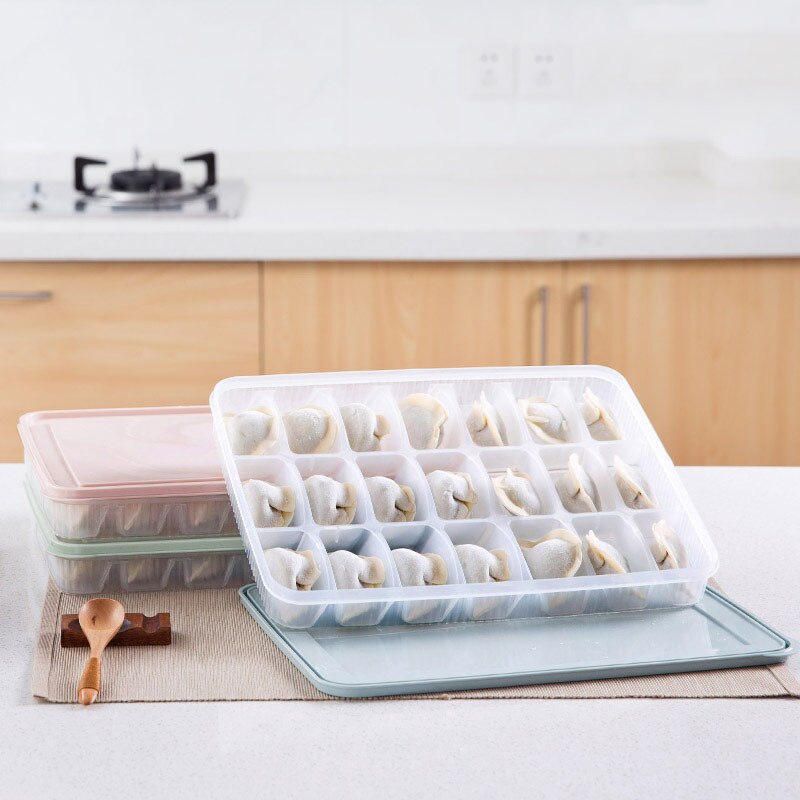 1Pcs Plastic Dumpling Box Frozen Fresh Storage Box Frozen Fresh Crisp Independent Sub-Grid To Avoid Adhesion Plastic Storage Box