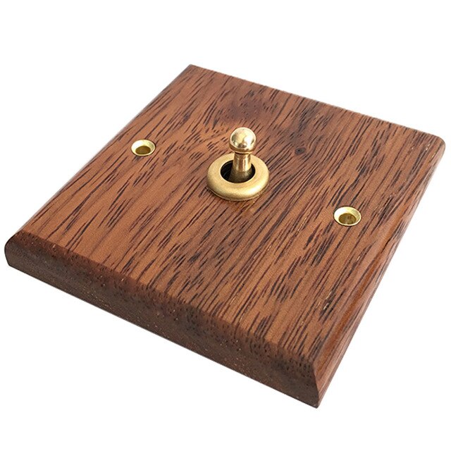 Wall Lights Switch Hand Made Retro Switch 10A 110V-250V Maple/Walnut Wood Panel Brass Lever 1 GANG/ 2 GANG Wall Switch: Light Brown 1