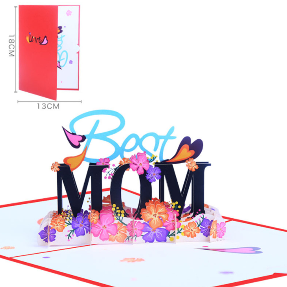 3D Pop Up Mothers Day Cards Floral Greeting Cards Flowers for Mom Wife Birthday Card: Red