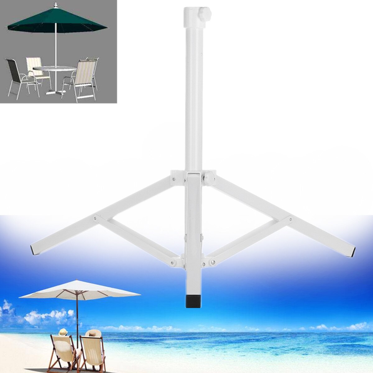 Metal Adjustable Foldable Garden Parasol Large Stand Patio Sun Shade Umbrella Base Umbrella Fixed Seat Three-legged Stand