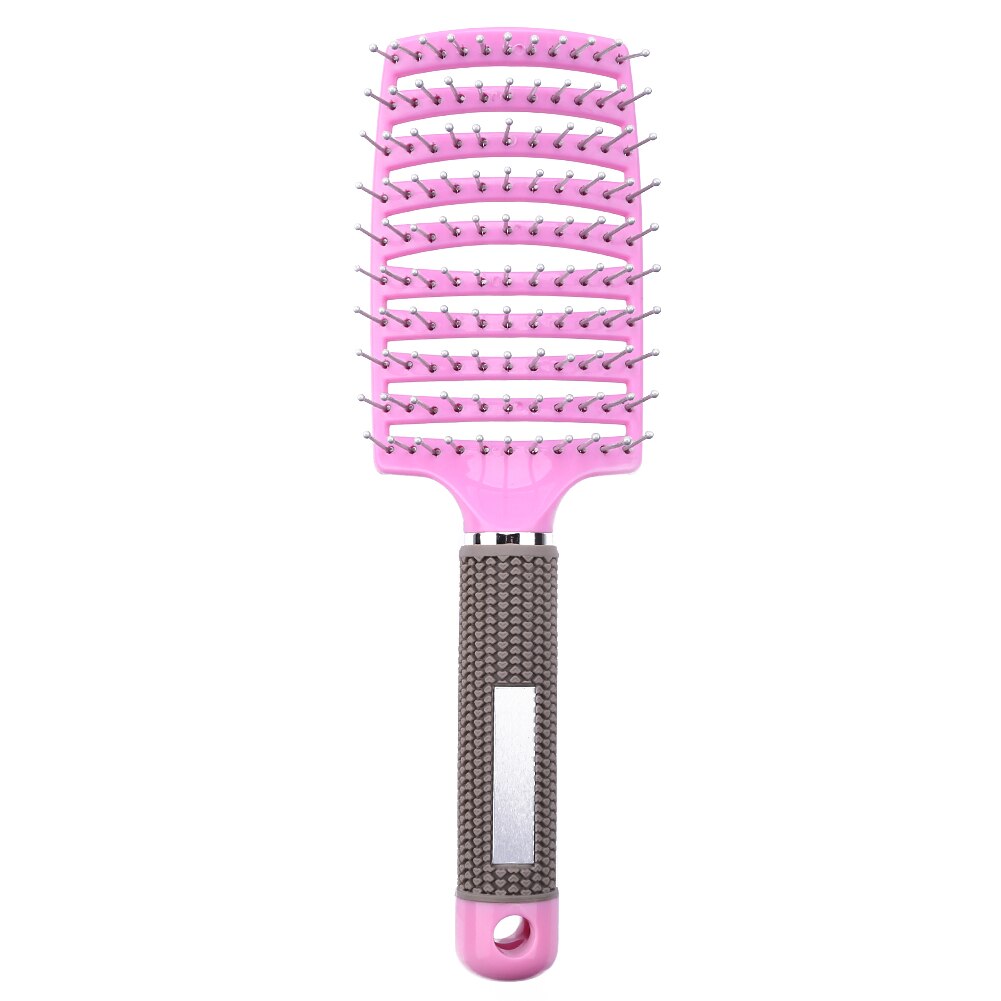 Pelo cepillo de pelo peine para masaje del cuero cabelludo de cerdas de Nylon mojado rizado desenredar el cabello de las mujeres cepillo para el pelo para cabello salón de peluquería herramienta de peluquería: A