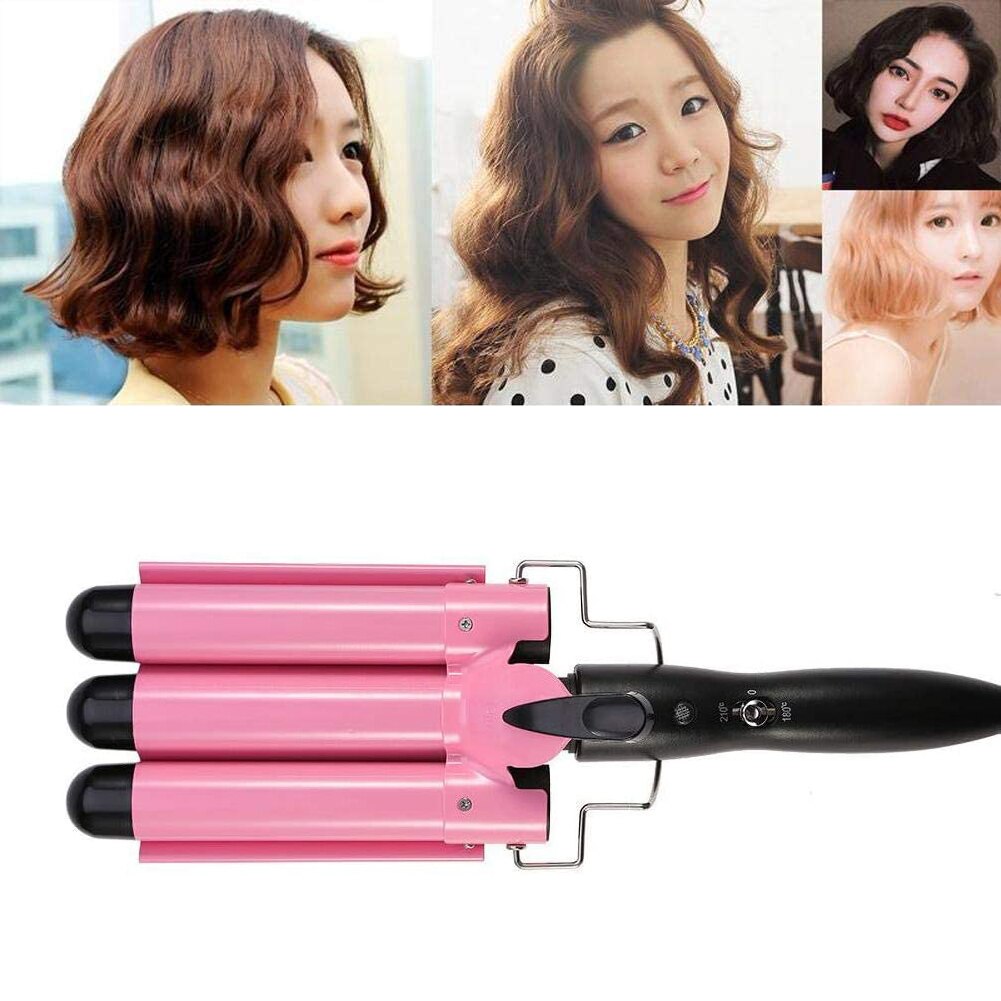 Modelador de cabelo crimper placa milho plana ferro 28mm pro três tubo curling triplo barril elétrica modelador cabelo rolo ferramenta estilo