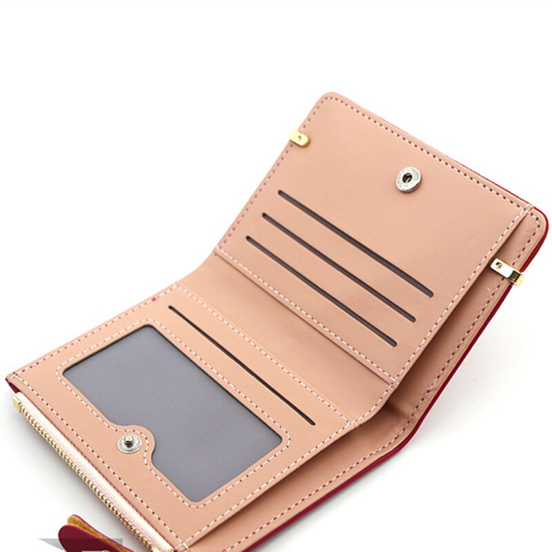 2 fold Short Ladies Wallet Simple Wild Student Zipper Coin Purse Female PU Leather Wallet Card Package