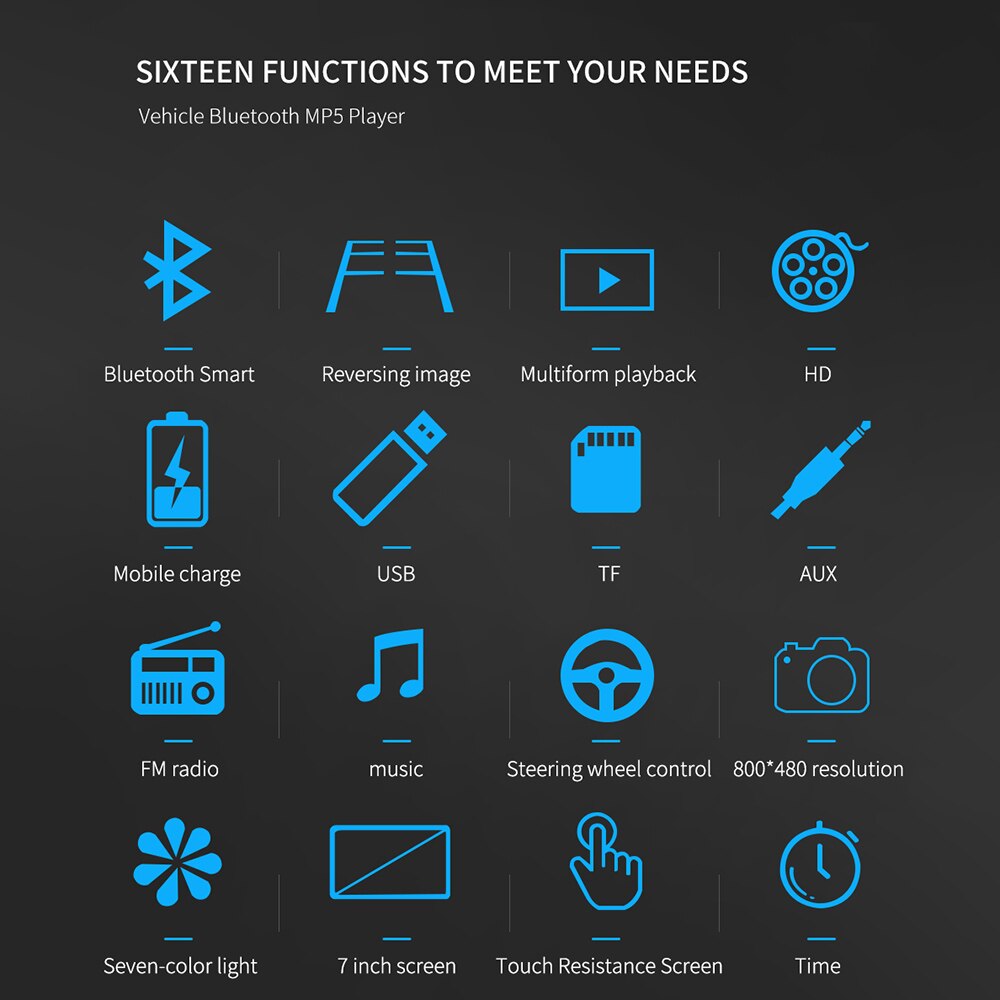 7 Inch HD Touch screen Car Radio Bluetooth Stereo audio Car Multimedia MP5 Player MP5 FM TF USB Aux Media Radio