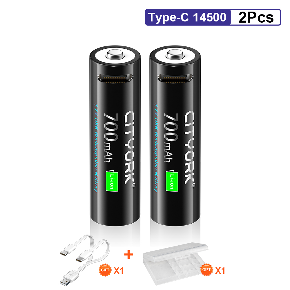 14500 AA USB Battery Rechargeable 3.7V 700mAh Finger Battery with Type-C Fast Charge Port for Led Flashlight Toys Mouse Headlamp: WHITE