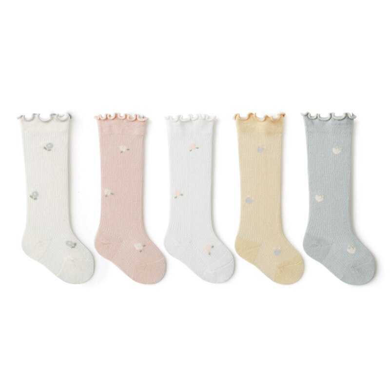 2Pairs 0-3Y spring and summer breathable baby socks combed cotton boys and girls newborn socks