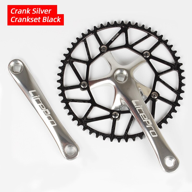 Litepro Lp 130BCD Fiets Kettingblad 50 52 54 56 58T Aluminium Enkele Disc Ketting Wiel Vouwfiets Vierkante gat Crankstel: Silver Crankset 54T
