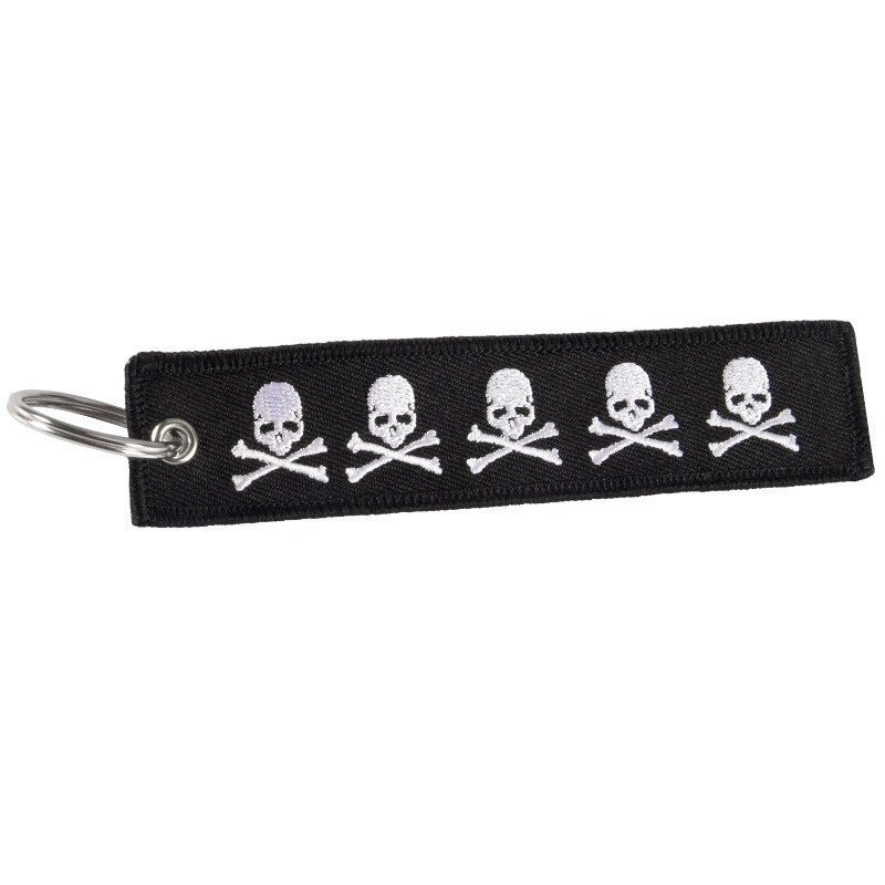 travel accessories luggage tag Embroidery Dangerous Skull Black tag With Keyring Keychain for Aviation