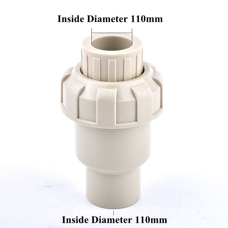 1Pc ID 20~110mm PPH Check Valve One Way No-Return Valve Aquarium Fish Tank Pipe Fittings Garden Irrigation Water Tube Connectors