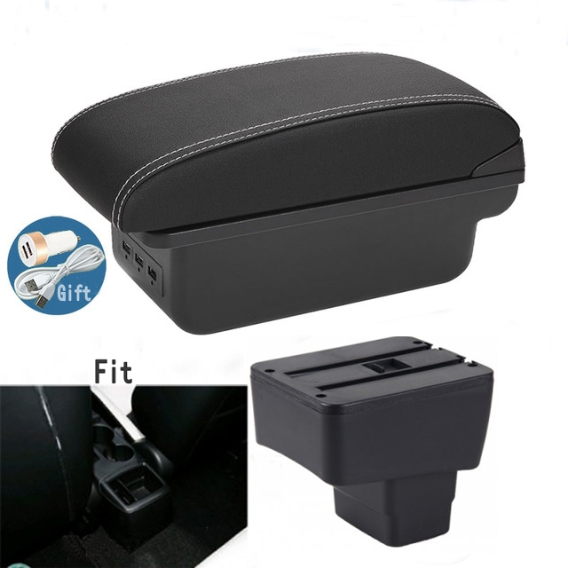 Reposabrazos para mazda CX-3, Reacondicionamiento para mazda 2 skyactiv, cx3, accesorios para coche, carga con USB, Caja de almacenamiento para apoyabrazos de coche: B-Black white line