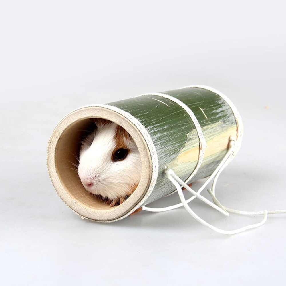Tunnel en bois de bambou pour Hamster, Tube exquis, couleur aléatoire, 1 pièce