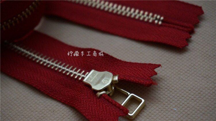 YKK5 metal gold copper closed zipper 15-50cm red clothing pockets patchwork with: 40cm