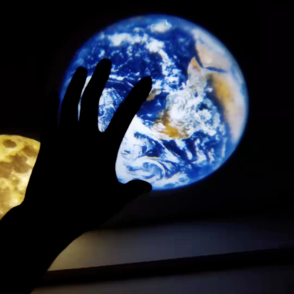 Himmel projektor nattlys planet magisk måne jord projeksjon ledet lampe 360 ° roterbar usb 5v 3w låve soverom veggdekor belysning