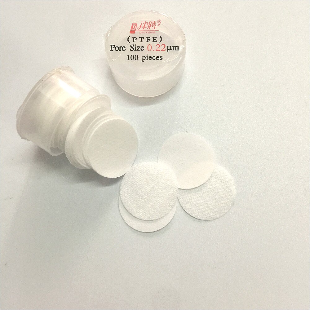 Mikroporöse Membran Filter PTFE Durchmesser 13 mm 25 mm Hydrophilen PTFE Mikro Filter Membranen Poren Größe 0,45 um 0,22 um 100 / PK