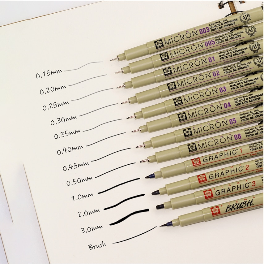 Sakura Pigma Micron Porous-Point Pens Waterproof Brush Pen Set Needle Drawing Pen Comic Hand-painted Water-based Hook Line Pen