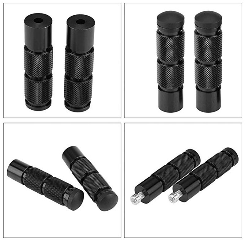 Footrest Durable Tools Universal Aluminum Alloy Rear Foot Pedal Motorcycle Round Extension Pegs Replacement Threaded: black
