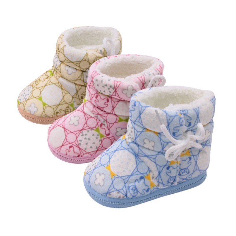 neugeborenen Baby Schuhe Winter Kleinkind Drucken Erste Wanderer Baby Jungen Pelz Schnee Komfort Warme Stiefel Für Mädchen