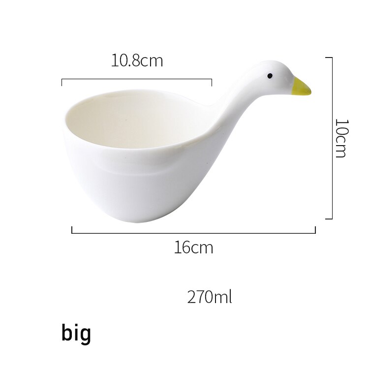 Cute Ceramic Duck Bowl Handmade Saucebowl Small Pottery Spice Bowl Trinket Dish Home Storage Animal Seasoning Keeper Salt Holder: 1 big