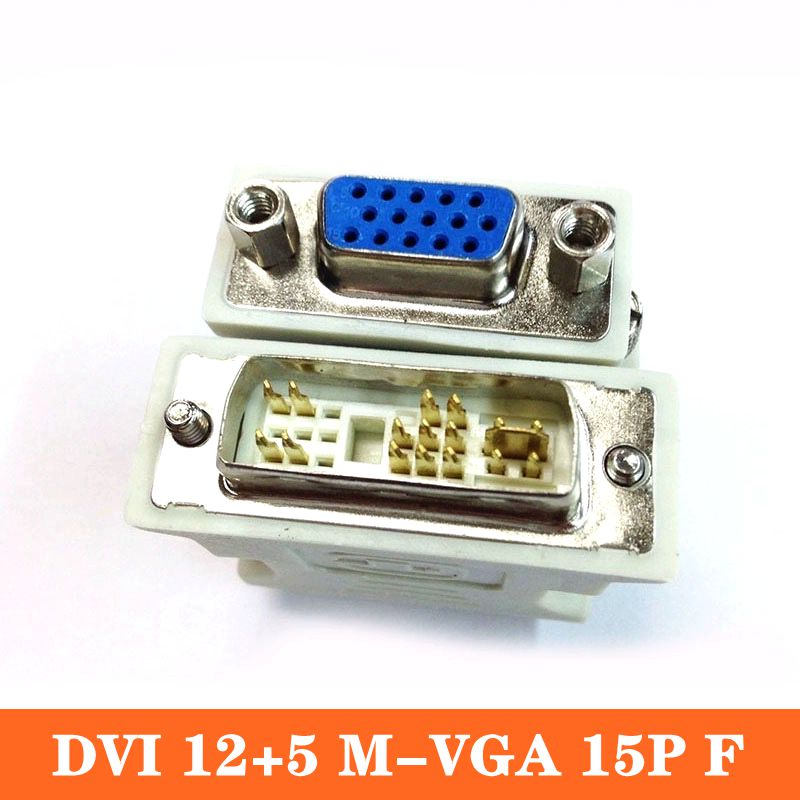 Dvi til vga-konverter dvi 12+5 hann til vga 15- pins hunnadapter grafikkort til skjermkonverter dvi-a