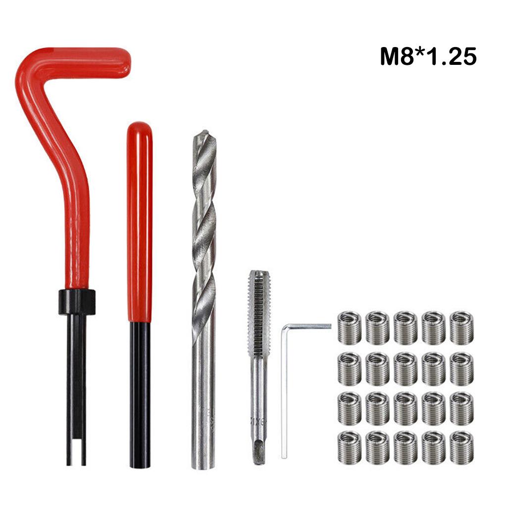 Kit de reparo de rosca de carro – reparos sem esforço para roscas danificadas sem rebarbas para restaurar roscas danificadas ferramenta de broca de bobina: Branco