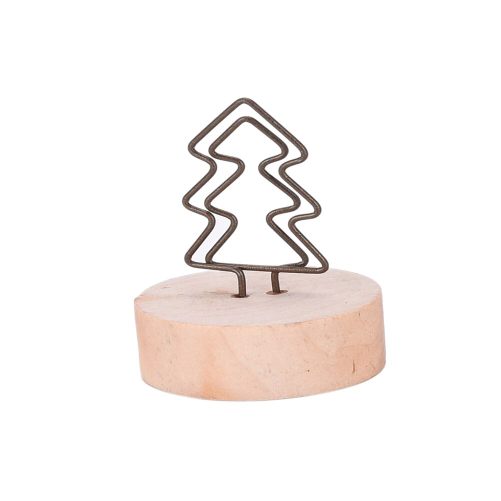 9 styles Wooden Small Clamps Natural Wood Memo Pincer Clips Paper Photo Clip Holder Stand Ornament: tree