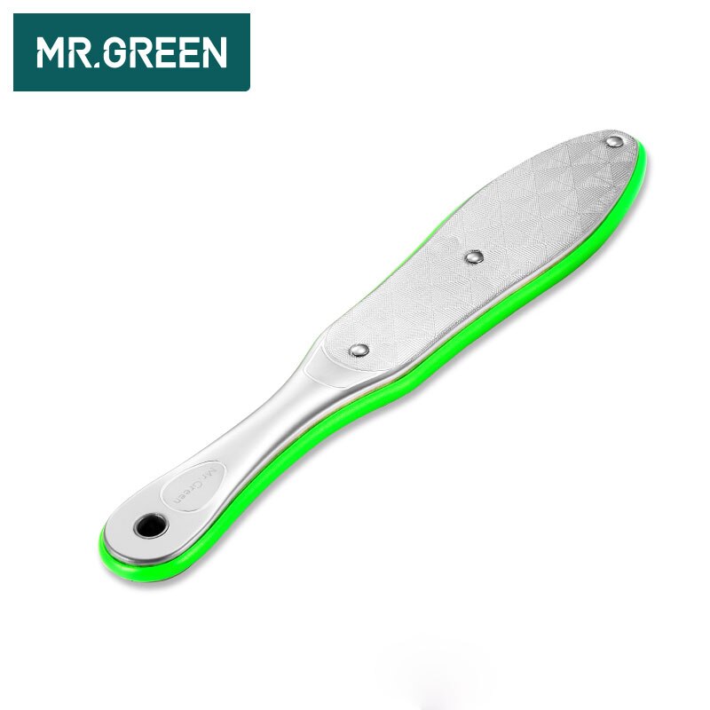 Mr.green 1 stk højkvalitets rustfrit stål fod rasp callus død hudfjerner fil eksfolierende pedicure fodfil fodplejeværktøj: Grøn