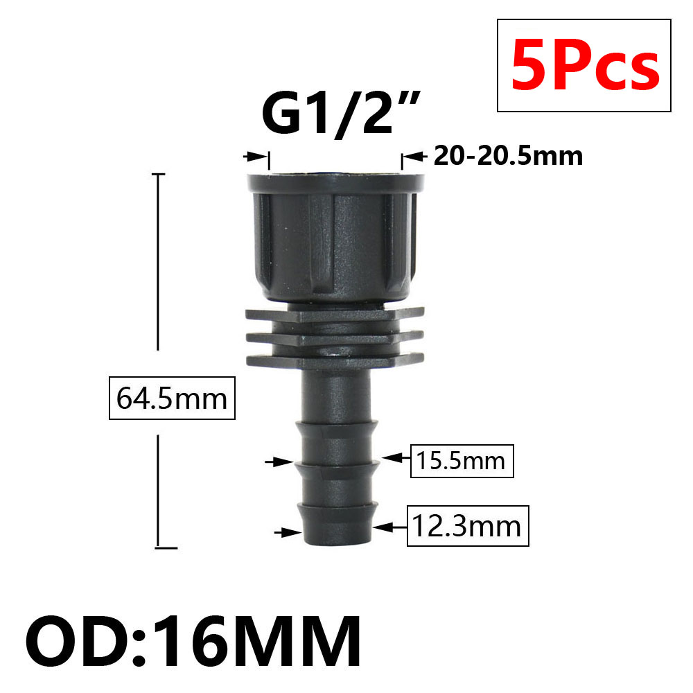 5pc 16/20/25/32mm Garten Schlauch PE Rohr Widerhaken Anschluss 1/2 3/4 1 "Gewinde gerade Ellenbogen Koppler passend zu Bauernhof Bewässerung Gelenke: Freier Raum