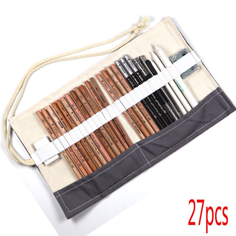 39pcs/set original wood special sketch pencil set portable outdoor sketch pencil student art stationery 2B/4B/6B/8B/10B/12B/14B: 27pcs G