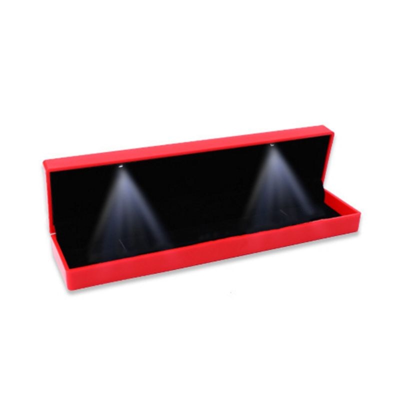 Cajas de almacenamiento de anillo de collar con luz LED, caja de de compromiso de boda, pendiente pulsera joyería, caja de exhibición