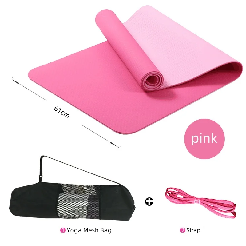 183*61*0.6cm halkfria yogamattor tjock träningsmatta pilates reformer yogatillbehör hemmagymutrustning gymnastik meditationsmatta: Silver-