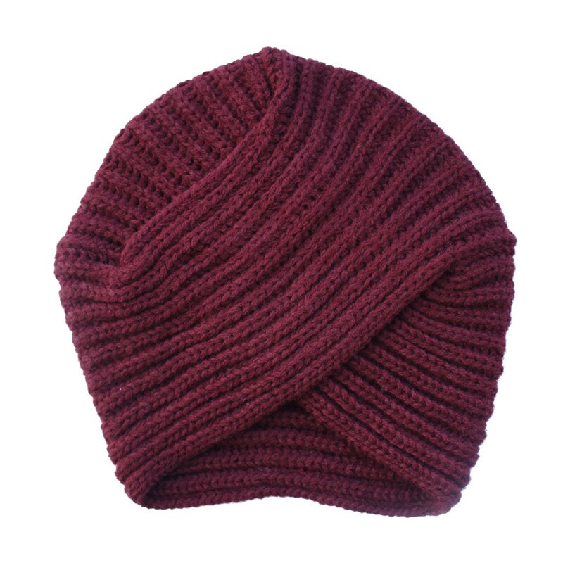 Vinter cap strik turban cross kvinders vinter varm strik turban cross twist hår wrap solid afslappet skullies beanies hat: Rød