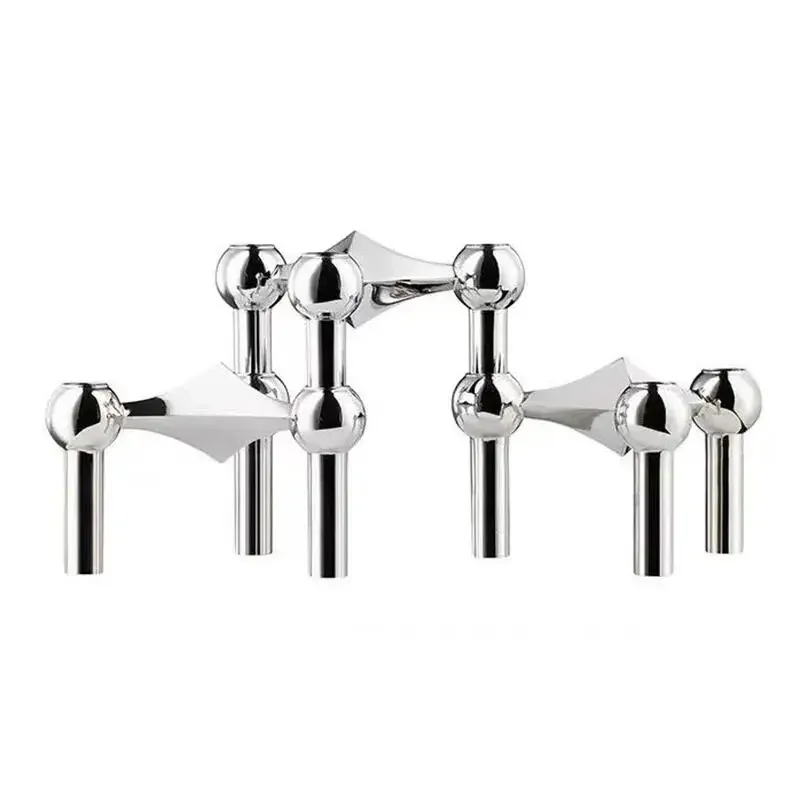 Metal Molecular Structure Candle Holder Nordic Silver Candlestick Centerpiece Living Room Decoration Home Decore Candelabra: Yellow