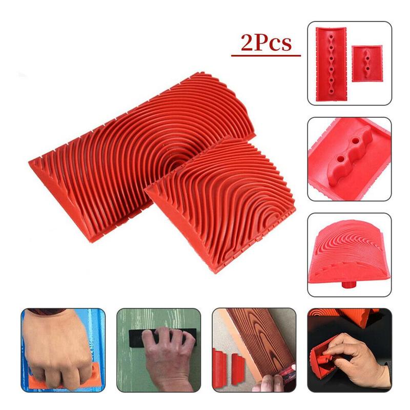 Rode Rubber Imitatie Houtnerf Apparaat Tekening Diatomeeën Modder Schrapen Cilinder Afdrukken Thuis Diy Muur Textuur Art Embossing Tool
