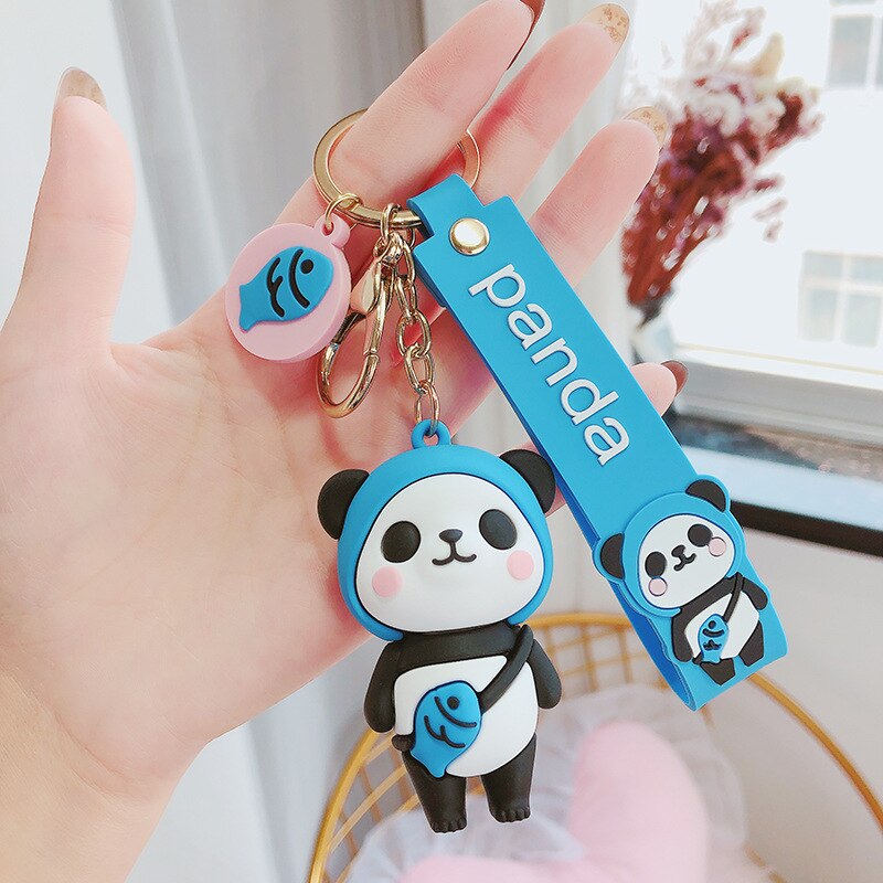 Cute cartoon Panda keychain Silicone Key chains For Women 3D Animal Keyrings Charm Car Key Holder bag ornaments