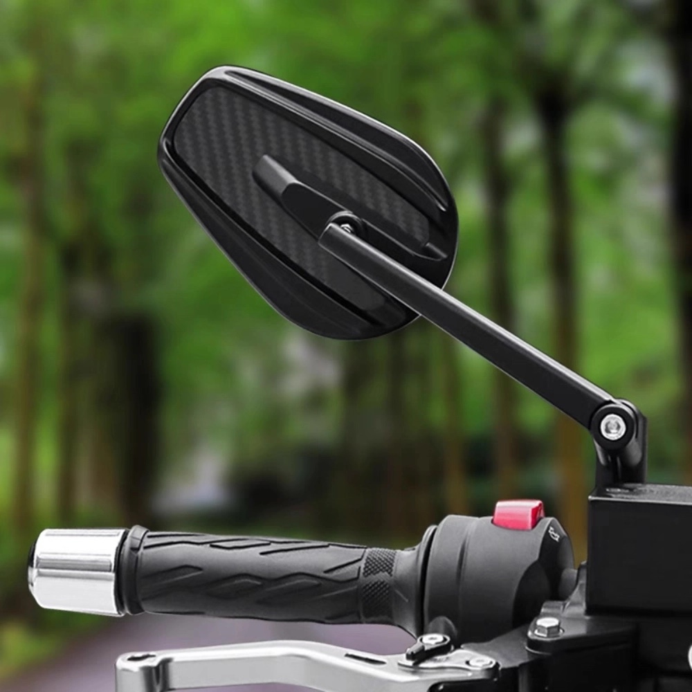 Universele motorfiets koolstofvezel stuurspiegel 8 mm 10 mm achteruitkijkspiegel zwarte spiegels geschikt voor scooter straat crossmotor quad