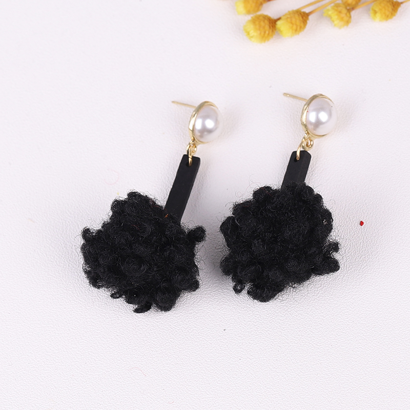 Agustina Cute Fur Ball Long earrings women Feather earrings Soft Geometric jewelry simple Trend Jewelry: 1