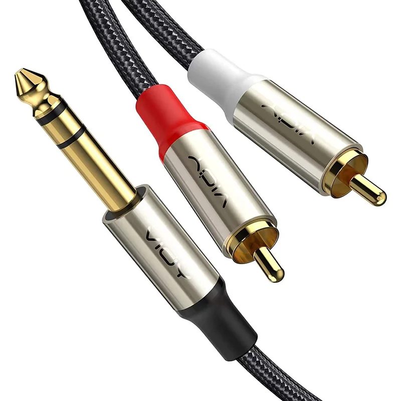 Cable de Audio Rca de 6,35 a 2, macho a macho, Cable de sonido estéreo TRS a Dual Rca de 1/4 pulgadas para amplificador, mezclador de cabeza de subwoofer, Cables equilibrados