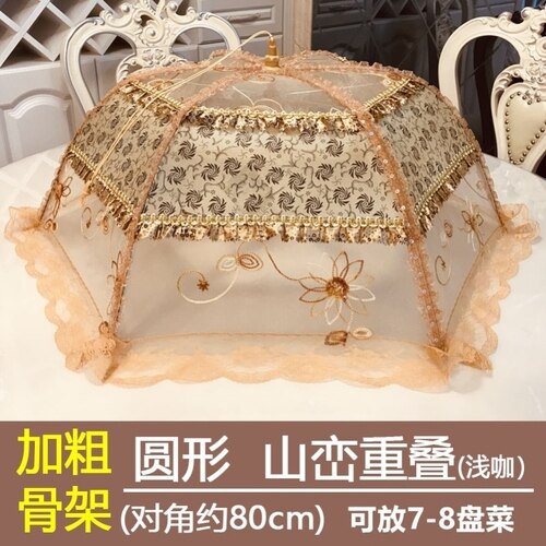 Dish cover good folding food cover dish cover large food umbrella cover lace: J68-80cm