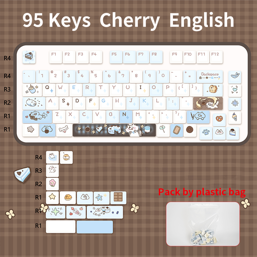 95 Keys Cherry Profile PBT Keycaps Love Letter Theme Key Caps for Gaming Mechanical Keyboard 61/64/68/75Keys AULA F75 Key Caps ﻿: Cream Color