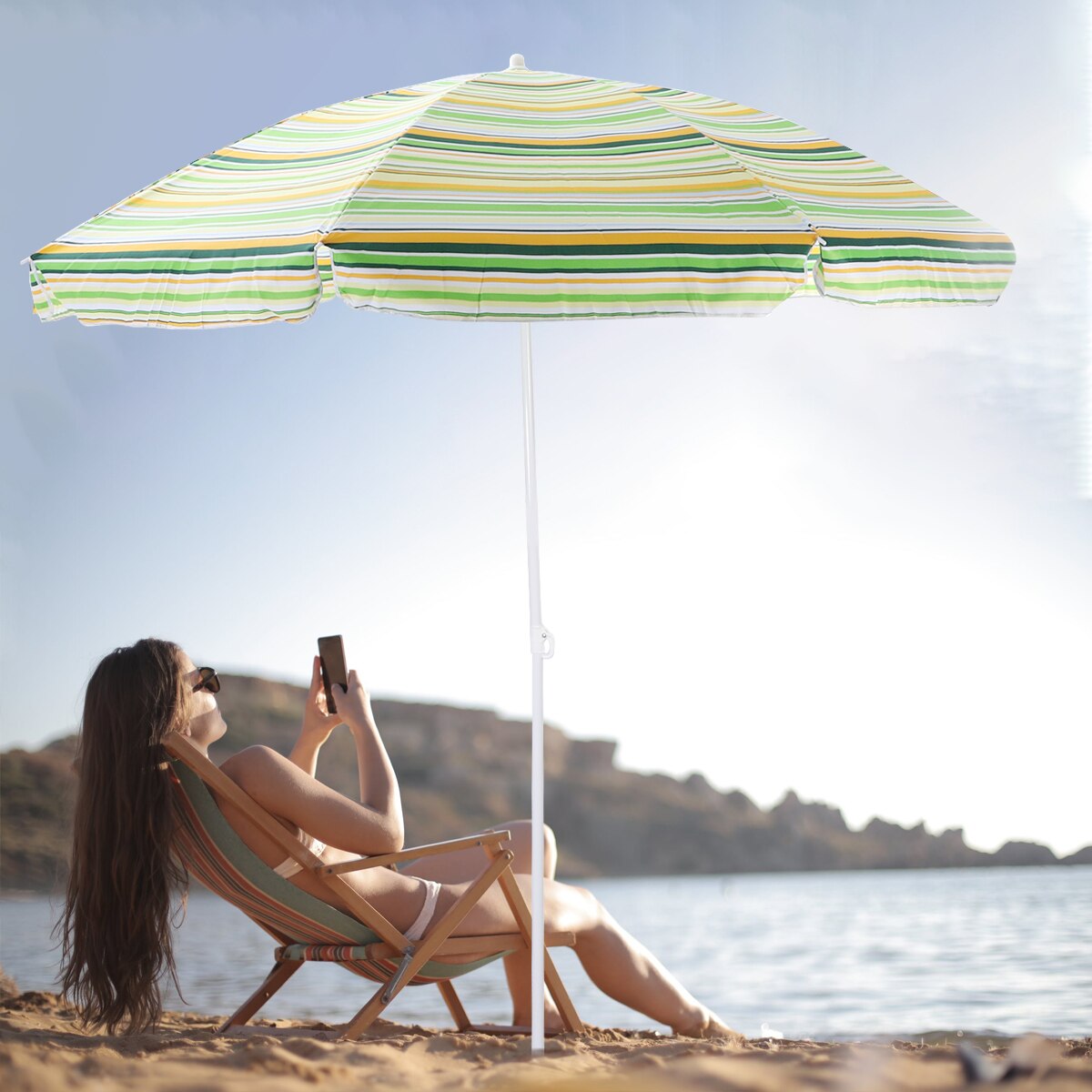 2m Outdoor Beach Umbrella Fishing Umbrella Courtyard Sun Umbrella (Without Base)